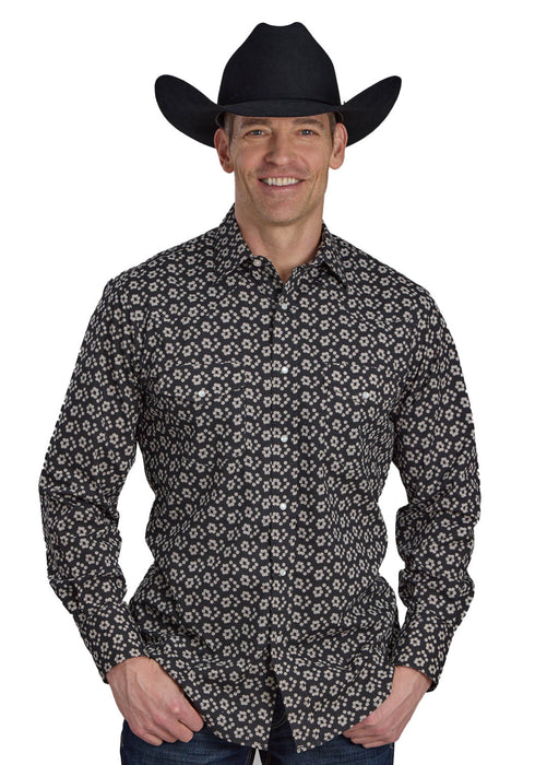 Roper Mens 2286 Floral Black/Cream Cotton Blend L/S Shirt
