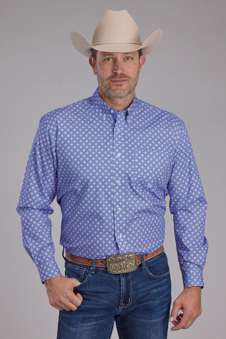 Roper Mens 2385 Foulard Periwinkle 100% Cotton 1 Pkt L/S Shirt