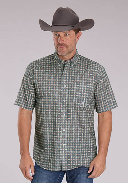 Roper Mens 2501 Medallion Foulard Grey 100% Cotton 1 Pkt S/S Shirt
