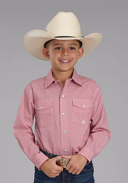 Roper Kids Boys 2500 Saltillo Foulard Rust 100% Cotton L/S Shirt