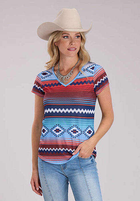 Roper Womens Southwestern Sublimation Multi-Color Poly/Spandex S/S Tunic