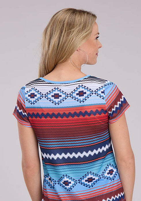 Roper Womens Southwestern Sublimation Multi-Color Poly/Spandex S/S Tunic