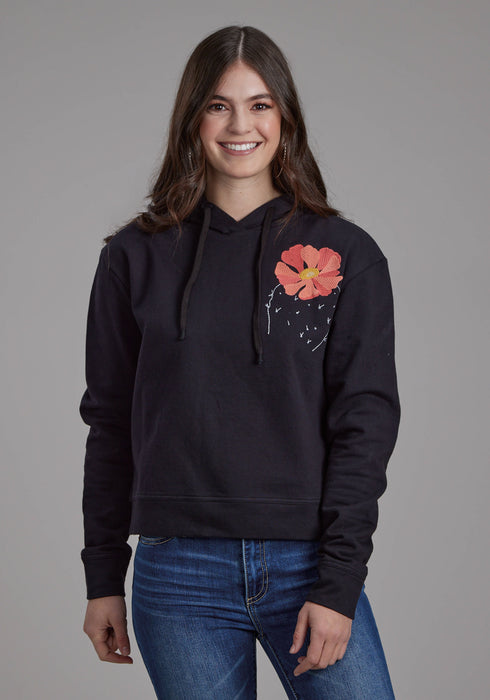 Roper Womens Twill Hood Flower Black 100% Cotton Hoodie