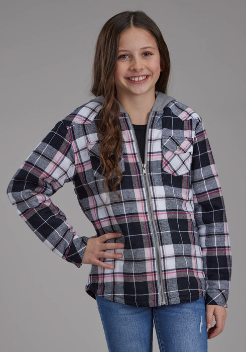 Roper Kids Girls Thermal Lined Shirt Black 100% Cotton Jacket