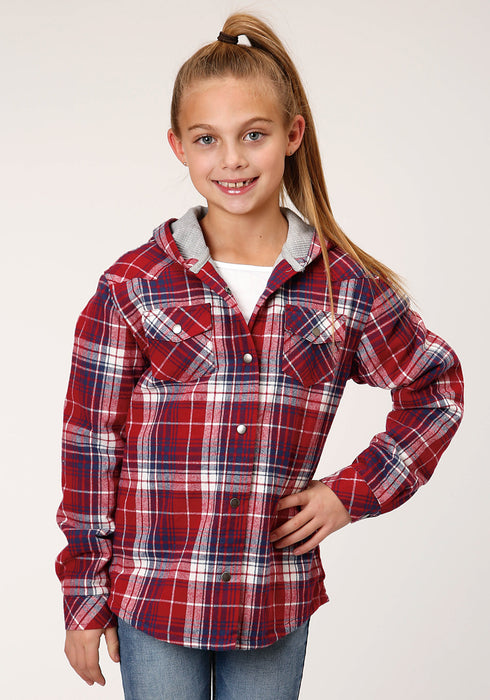 Roper Girls Kids Red/White 100% Cotton Thermal Lined Hooded Jacket