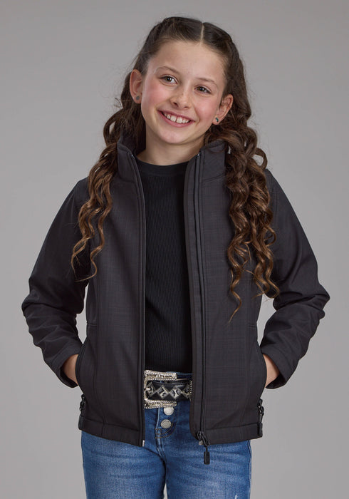 Roper Kids Girls Bonded Fleece Charcoal Heather Poly/Spandex Softshell Jacket