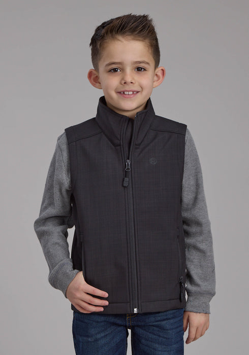 Roper Kids Boys Bonded Fleece Charcoal Heather Poly/Spandex Softshell Vest