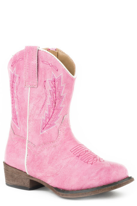 Roper Toddler Girls Taylor Fuchsia Faux Leather Cowboy Boots