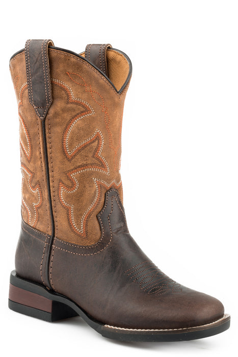 Roper Kids Unisex Monterey Tan/Brown Leather Cowboy Boots