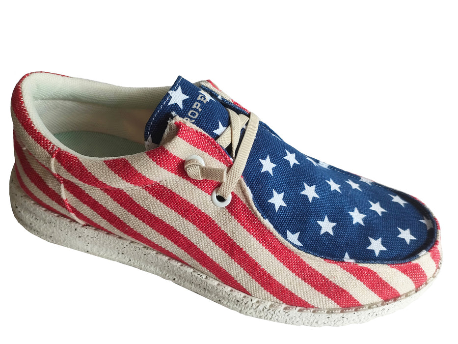 Roper Kids Unisex USA Flag Allover Fabric Hang Loose Oxford Shoes