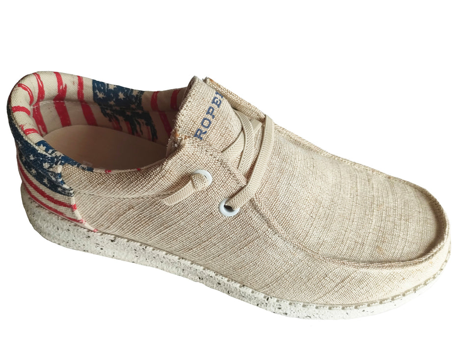 Roper Kids Unisex USA Flag Heel Fabric Hang Loose Moc Oxford Shoes