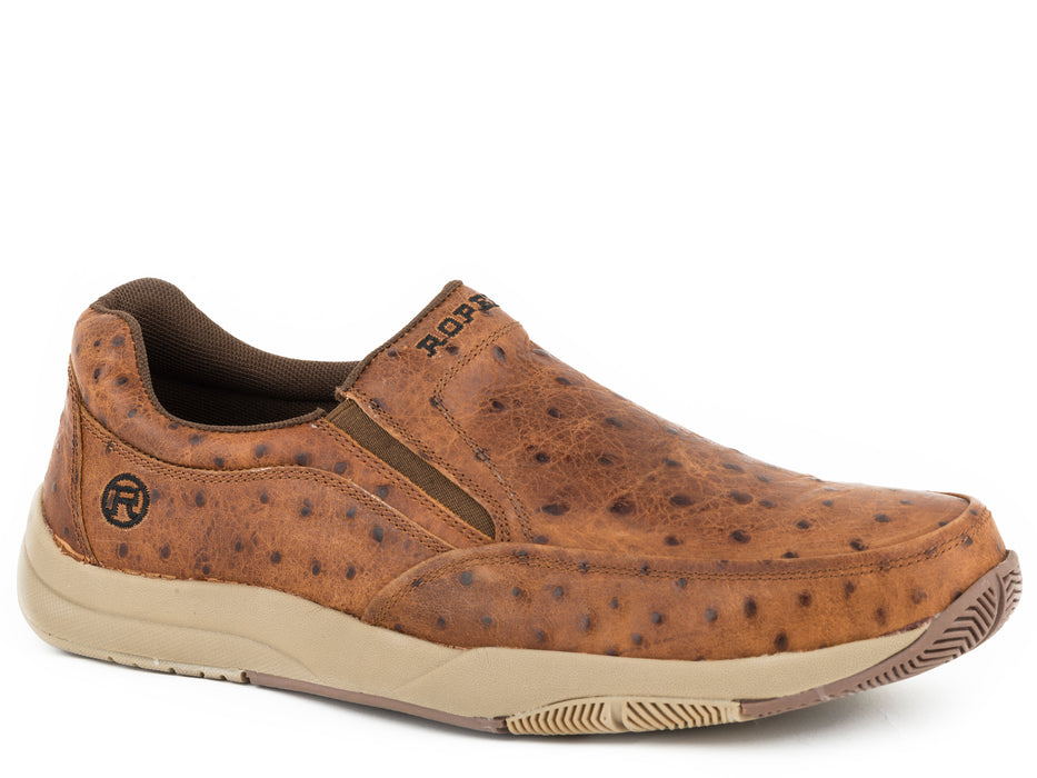 Roper Mens Ulysses Vintage Cognac Leather Slip-On Shoes