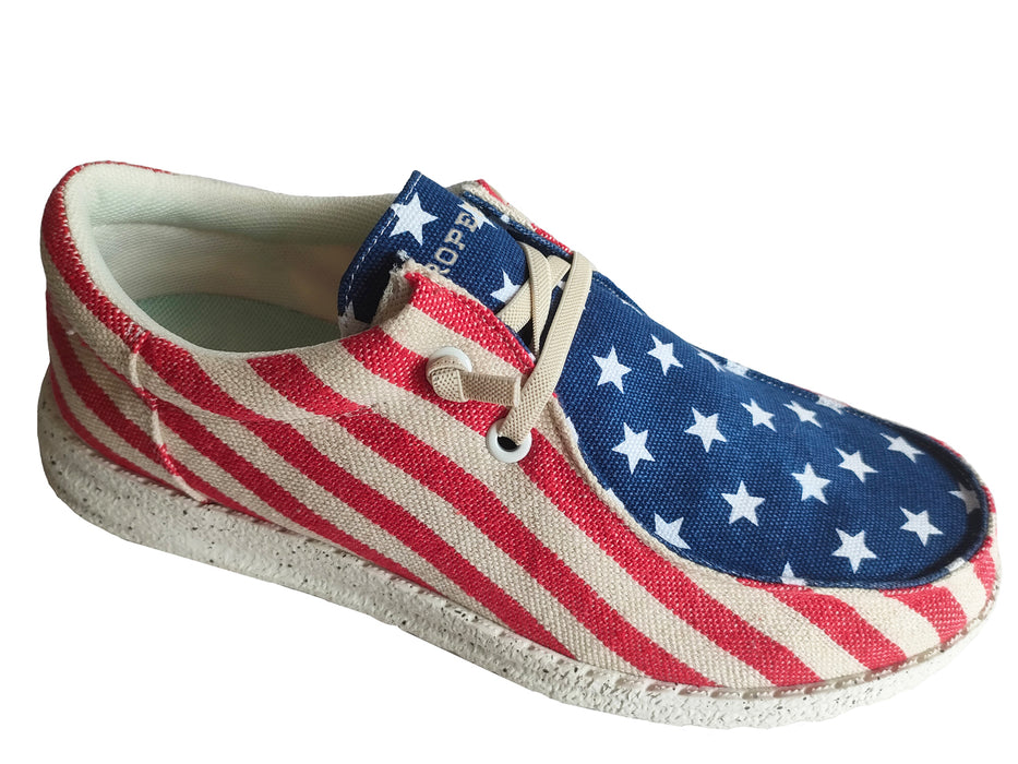Roper Mens USA Flag Allover Fabric Hang Loose Oxford Shoes