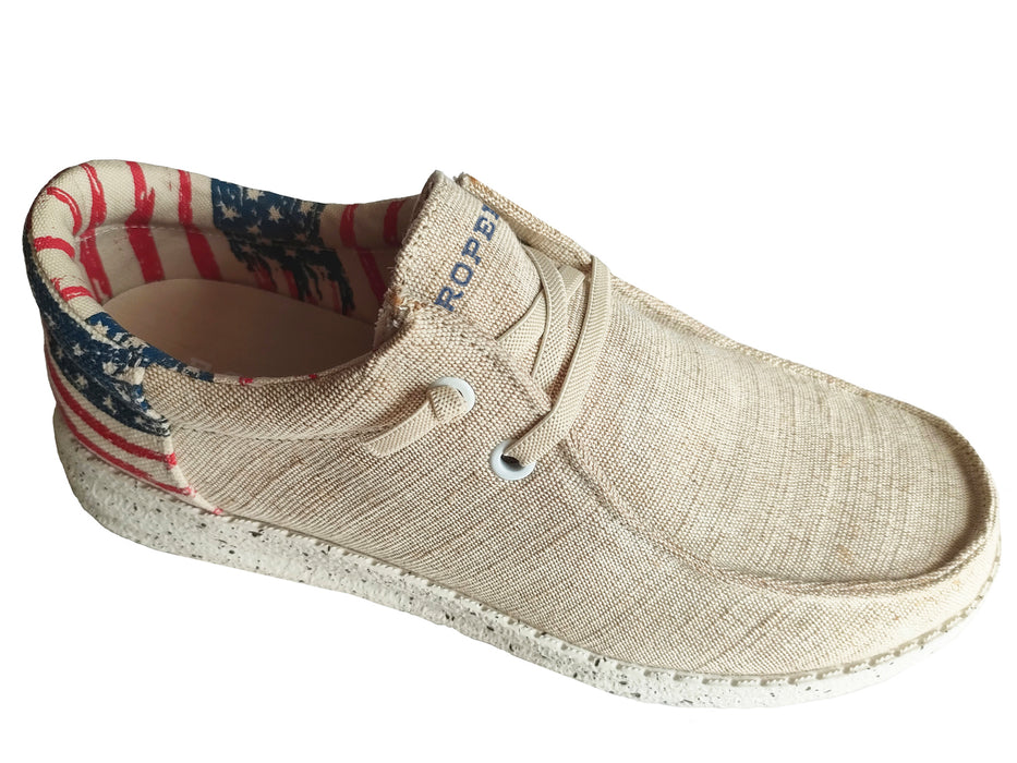 Roper Mens USA Flag Heel Fabric Hang Loose Moc xford Shoes