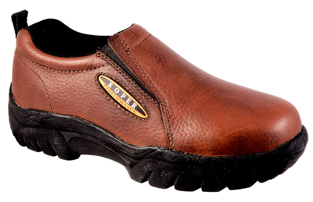 Roper Womens Performance Brown Leather Slip-On Shoes