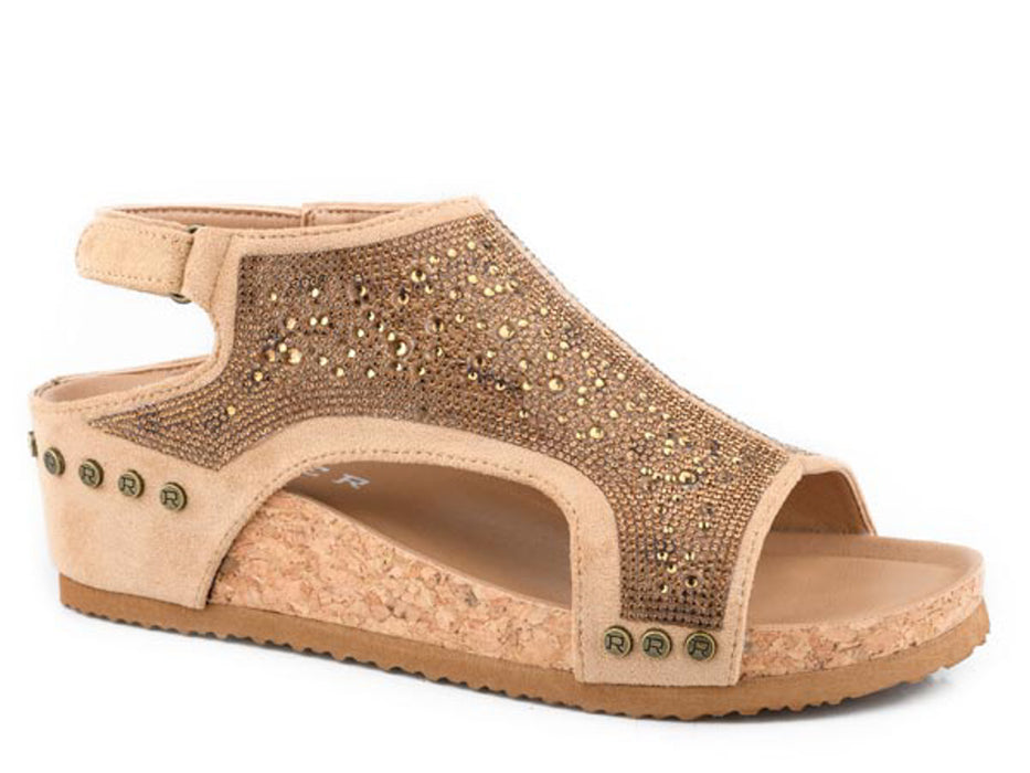 Roper Womens Josie Jewels Tan Faux Leather Sandals Shoes