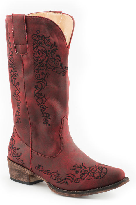 Roper Womens Judith Vintage Red Faux Leather Cowboy Boots