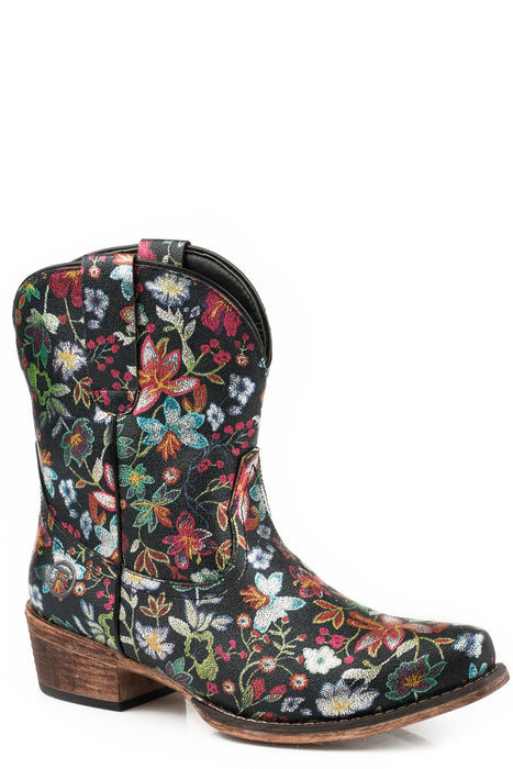 Roper Womens Ingrid Black Multi Faux Leather Cowboy Boots