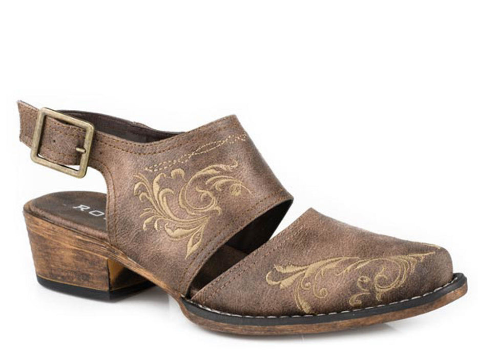 Roper Womens Adda Western Brown Faux Leather Mules Shoes