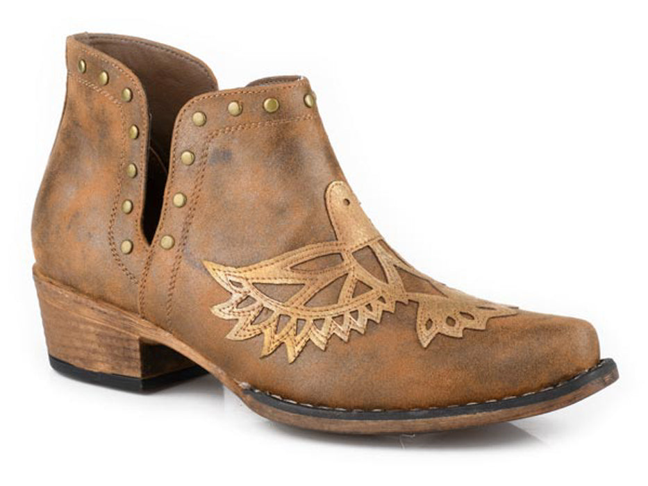 Roper Womens Ava Wings Vintage Tan Faux Leather Ankle Boots