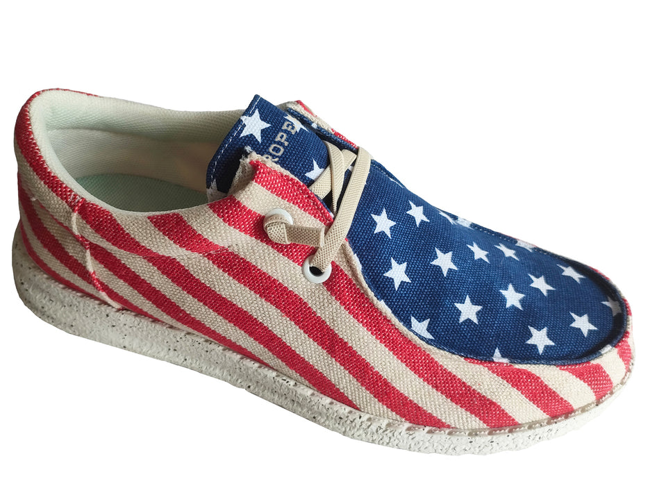 Roper Womens USA Flag Allover Fabric Hang Loose Oxford Shoes