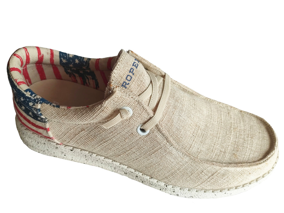 Roper Womens USA Flag Heel Fabric Hang Loose Moc Oxford Shoes