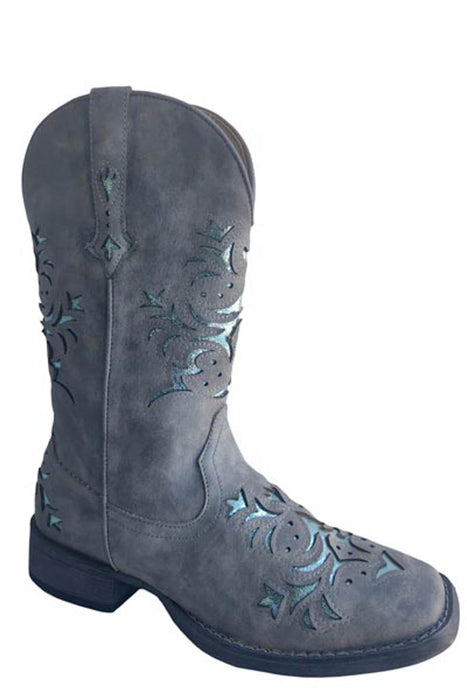 Roper Womens Kennedy Grey Faux Leather 12in Cowboy Boots
