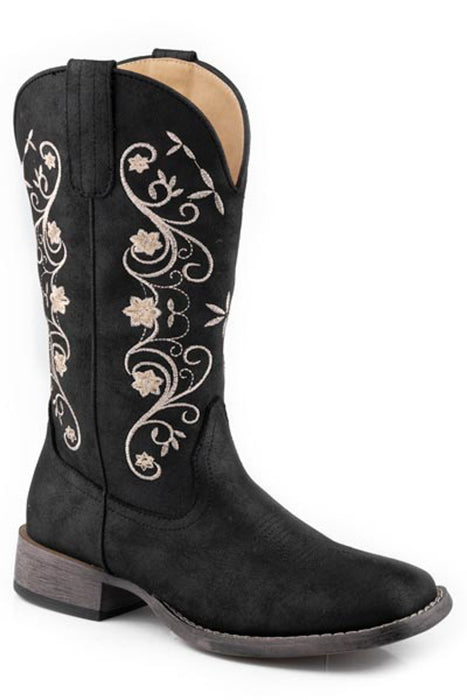 Roper Womens Bailey Vintage Black Faux Leather Cowboy Boots
