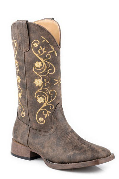 Roper Womens Bailey Marbled Brown Faux Leather Cowboy Boots