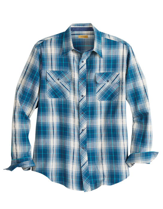 Tin Haul Mens 2200 Retro Dobby Blue/White 100% Cotton L/S Shirt