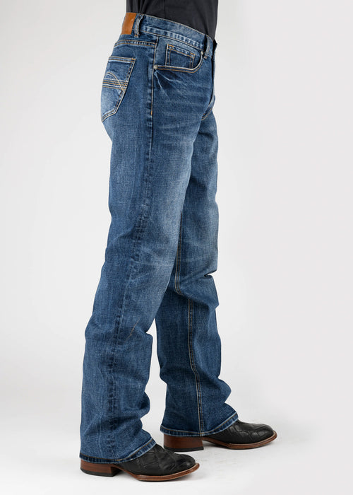 Tin Haul Mens Regular Joe Seam Back Blue Cotton Blend Jeans