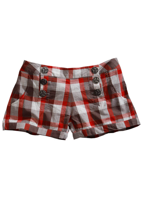 Tin Haul Womens Buckeye Check Red/Grey 100% Cotton Casual Shorts