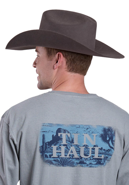 Tin Haul Mens Back Desert Scene Grey 100% Cotton S/S T-Shirt