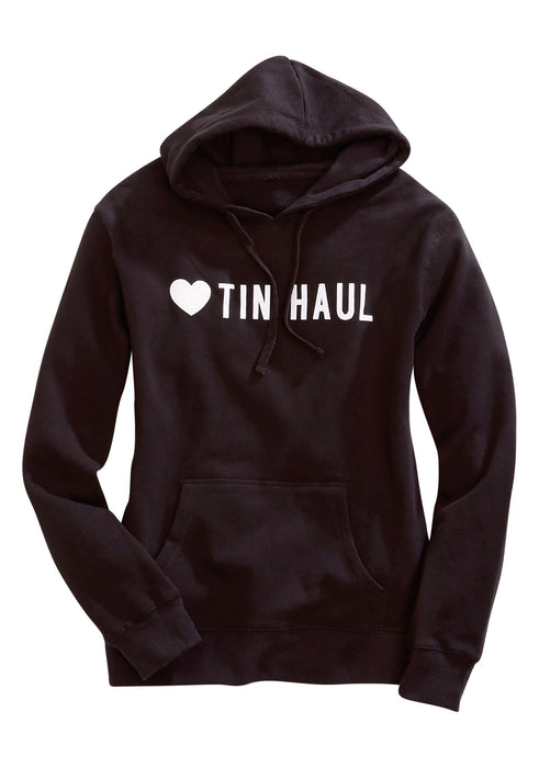 Tin Haul Womens Love Heart Black Cotton Blend Hoodie