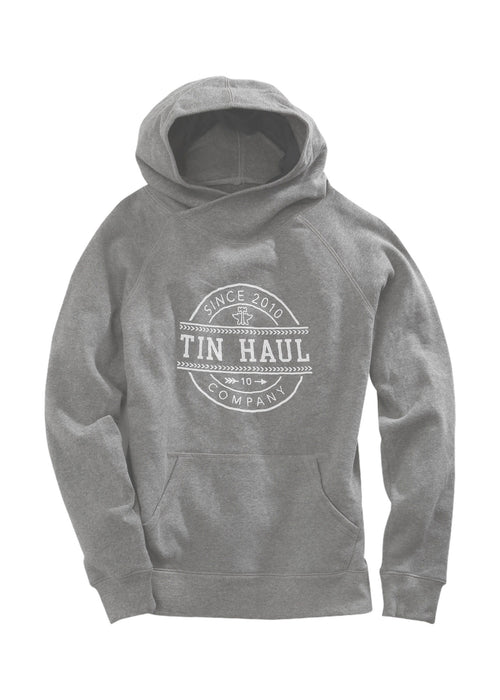 Tin Haul Womens Since 2010 Circle Grey Cotton Blend Hoodie