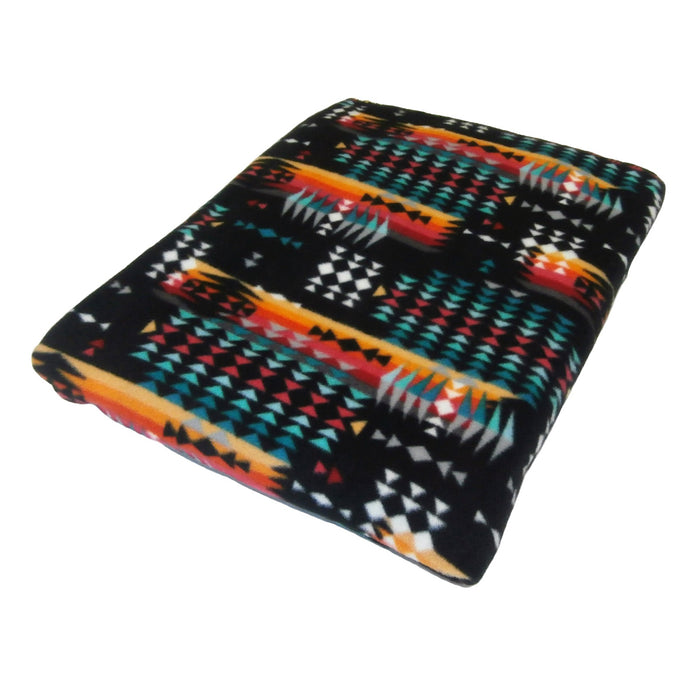 Rockmount Black/Red Fleece Native Pattern Western Blanket