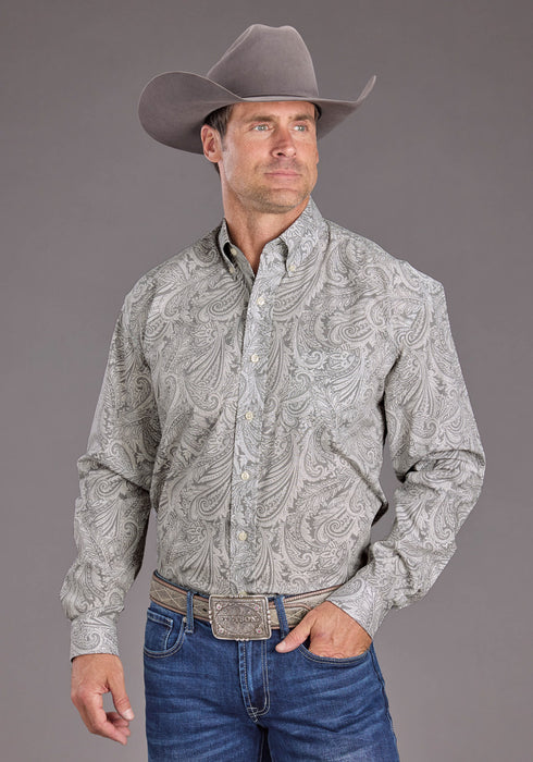 Stetson Mens 2394 Paisley Smoke Grey 100% Cotton 1 Pkt L/S Shirt