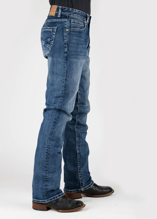 Stetson Mens 1211 Stretch Straight Leg Blue Cotton Blend Jeans