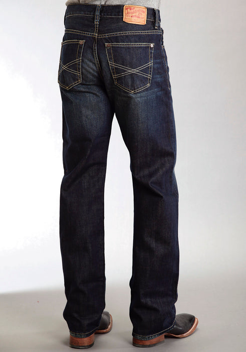 Stetson Mens 1312 Destructed Double Needle X Blue 100% Cotton Jeans