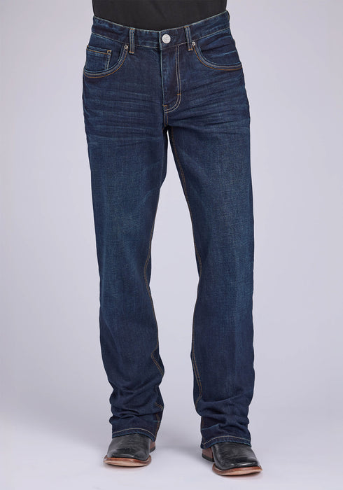 Stetson Mens 1313 Modern Stretch Dark Wash Cotton Blend Pieced Jeans
