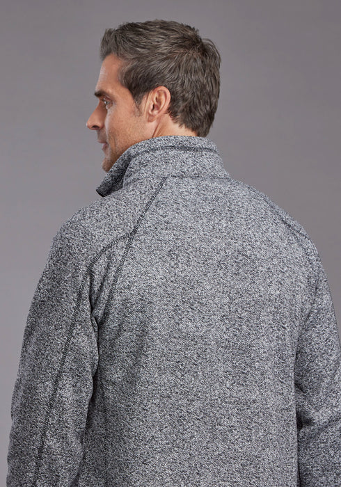 Stetson Mens Herringbone Pullover Heather Black 100% Polyester 1/4 Zip Sweater