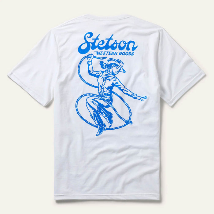 Stetson Womens Ropin Cowgirl White 100% Cotton S/S T-Shirt