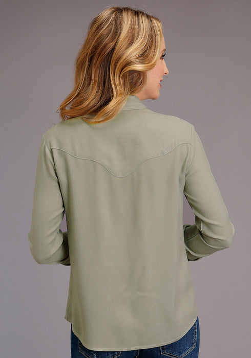 Stetson Womens Sage Green Rayon/Nylon Western Top L/S Blouse