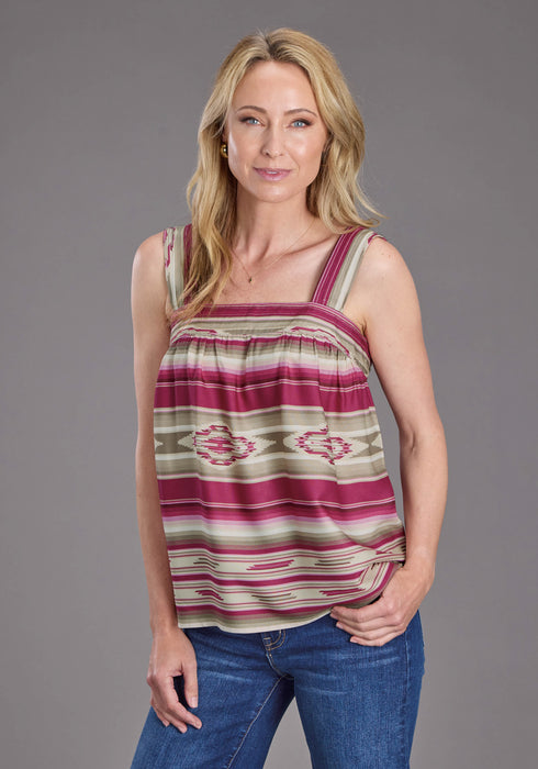 Stetson Womens 2439 Vintage Tapestry Red/Tan 100% Rayon S/L Tank Top