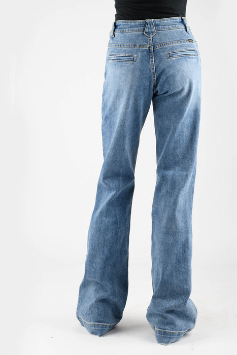 Stetson Womens 214 Trouser Back Welt Blue Cotton Blend Jeans