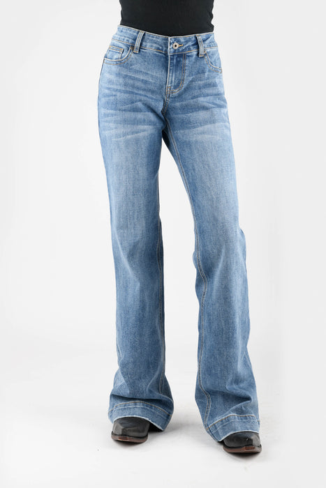 Stetson Womens 214 Trouser Back Welt Blue Cotton Blend Jeans