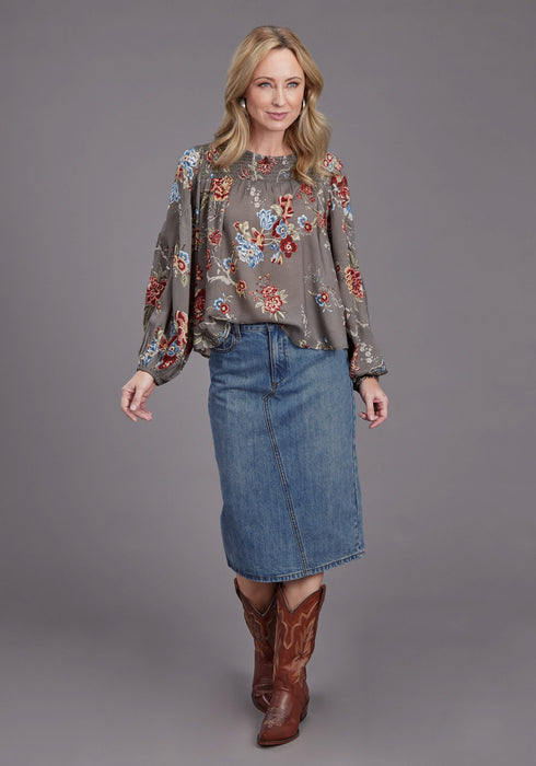 Stetson Womens Asymmetrical Seam Medium Wash 100% Cotton Skirt