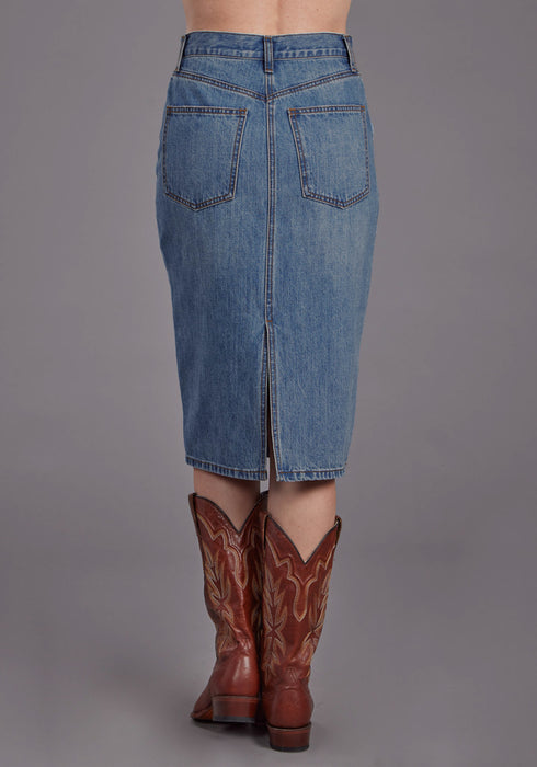 Stetson Womens Asymmetrical Seam Medium Wash 100% Cotton Skirt
