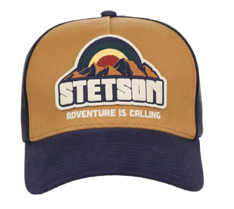 Stetson Unisex Adventure Is Calling Brown/Navy Cotton Blend Baseball Cap Hat