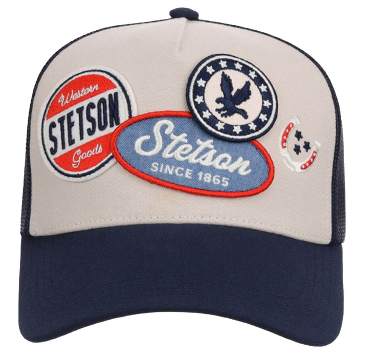 Stetson Unisex Three Patches Stars Brown 100% Polyester Trucker Cap